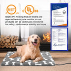 Bestio Extra Large Dog Heating Pad 47×30in Waterproof Heating Dog Bed Smart Constant Temperature Switch and Always On Function, Metal Protection Tube Puppy Bed - Gray
