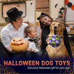 QDAN Halloween Dog Toys Balls, Soccer Ball with Straps for Dog Birthday Gift, Puppy Toy for Small Medium Breed (8 Inch)
