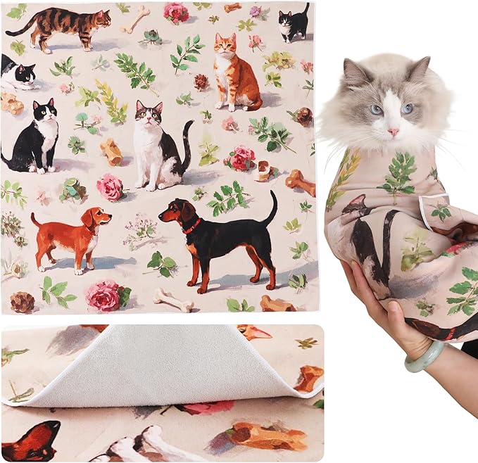 Cat Grooming Wrap Cat Wrap for Cutting Nails, 31.5" Cat Wrap for Grooming, Cat Restraint for Nail Clipping, Multifunctional Swaddle Wrap Pet Tool, Cat Burrito Wrap