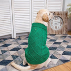 Mihachi Turtleneck Dog Sweater - Winter Coat Apparel Classic Cable Knit Clothes with Leash Hole for Cold Weather, Ideal Gift for Pet in New Year Green 3XL