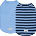 KYEESE 2Pack Dog Shirts Small Tee Soft for Small Dogs Striped T Shirt Lightweight Sleeveless Vest Cotton Tank Top Clothes, Large,Dark Blue+Striped
