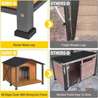 Aivituvin Dog House Outdoor with Metal Frame, Dog Kennel Outside for Large Breed, 41.5" Weatherproof Large Dog Shelter with Anti-Chewing Iron Frame, Brown (41.38" D x 41.54" W x 34.05" H)