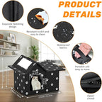 Outdoor Cat House Weatherproof, Large Feral Cat House for Winter, Collapsible Outdoor Cats Shelter in Winter with Door and Soft Mat, Easy to Assemble (Black)