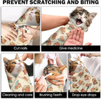 27.6" Cat Grooming Wrap, Self Adhesive Cat Wrap for Cutting Nails, Anti-Escape Calming Cat Swaddle Wrap for Medicine Ear Cleaning, Anti-Scratch Cats Burrito Restraint Blanket, Pet Tool (6-10 lbs)