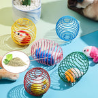 Jecery 5 Pcs Halloween Cat Spring Balls Toys Stretchable Rolling Balls Colorful Playful Coils Interactive Spring Action Toy Caged Rats for Kitten Cat Pet Supplies(Catnip Rats,Bright Color,5 Pcs)