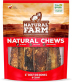 Natural Farm Rib Bones for Dogs (6 Inch, 8 Pack) - Beef Ribs for Dogs, Farm-Raised Cattle - Slow-Roasted Flavor - Low Odor for Indoor, Outdoor Chewing - Promotes Dental Health