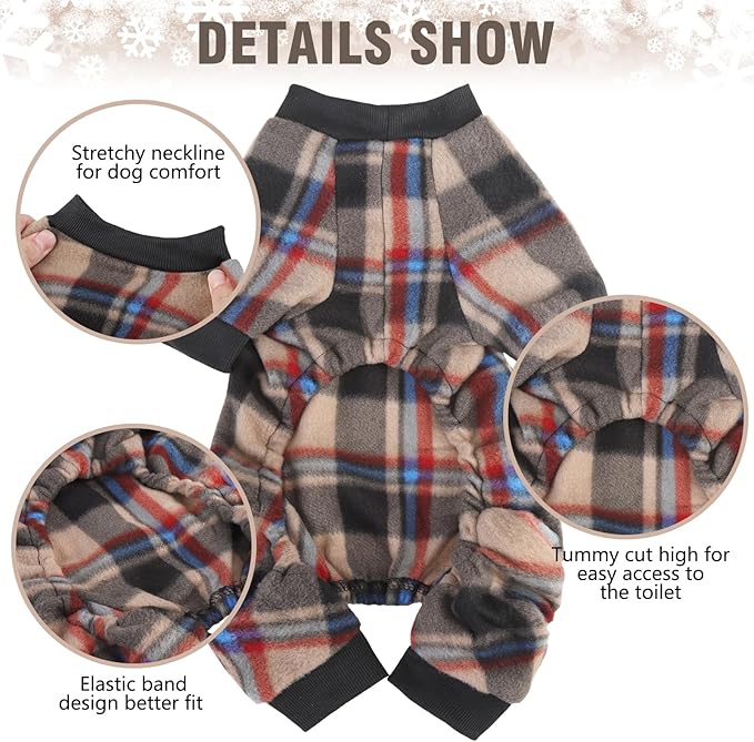 SCENEREAL Fall Dog Pajamas for Small Dogs, Soft and Warm Puppy Sweater, Holiday Clothes Onesie, Thanksgiving Christmas Outfits for Doggie Cold Winter - Dog Jammies Pjs