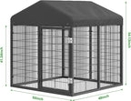 Large Outdoor Dog Enclosure,Heavy Duty Dog Cage with Roof,Galvanized Steel Dog Kennel Fence with Double Safety Locks(50"x48"x54")