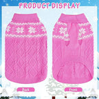 Warm Winter Dog Sweater - Cold Weather Pet Clothes for Small Medium Large Dogs Indoor Outdoor, Soft Classic Knit Puppy Apparel, Pink, XS