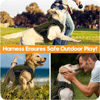 Heavy-Duty Tactical Dog Harness for Large Dogs, No Pull Adjustable Reflective Pet Vest with Molle System, K9 Military-Grade Control for Service Training, Outdoor & 10+ Breeds, Green Camo, XX-Large
