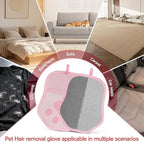 Pet Hair Removal Glove for Cats & Dogs, 2 Pcs With Hanging Hooks, Reusable Electrostatic Pet Hair Gloves, size 9.8 x 7.87 x 0.5 in, Pet Hair Glove for Clothes, Sofas, Carpets, Car Seats（Pink and gray）