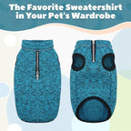 ROZKITCH Dog Sweater for Small, Knit Pet Jacket with Fleece Lining, Warm Winter Coats for Small Dogs with Zipper Opening for Harness, Adjustable Neck Reflective Pet Jacket Blue M