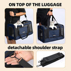 Cat Carrier Soft-Sided 18x11x11 Inch Travel Bag for Medium Cats Over 15lbs, Small Dog Carrier Crate Top Entry Breathable Mesh Puppy 12 Pounds, Pet Rabbit Carrying Cage Kennel Collapsible Navy
