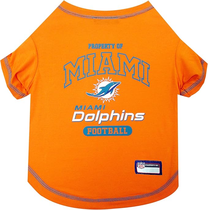 NFL Miami Dolphins Dog T-shirt Large. - Licensed Shirt for Pets Team Colored with Team Logos- Premium Stretchable Materials for the comfort of your Dog & Cat