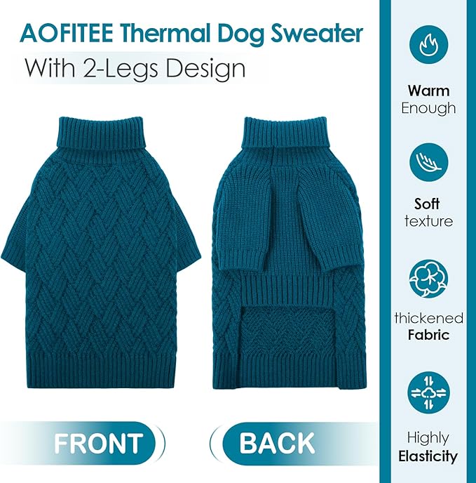 AOFITEE XL Dog Sweater, Dog Sweater Large Size Dogs, Large Dogs Sweaters for Female Male, Turtleneck Thick Warm Knitted Winter Fall Pet Sweatshirt, Solid Pet Halloween Costume, XLarge