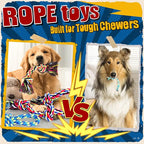 Heavy Duty Dog Toy for Aggressive Chewers – Tough Chew Toys for Large Dogs, Ideal for Tug-of-War & Teeth Cleaning, with 3 Rope Toys & 2 Dog Bags