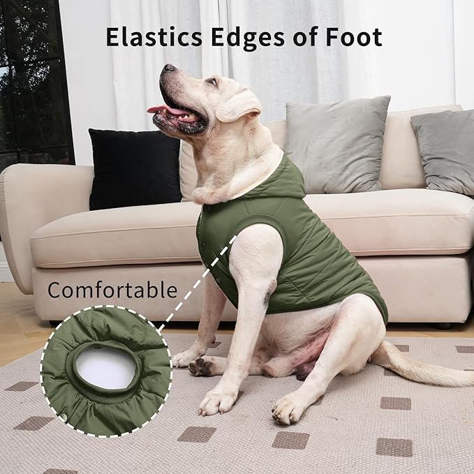 Extra Warm Dog Hoodie in Winter for Large Dogs Jacket Pet Coats with Hooded Green XXL
