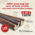 Natural Farm Bully Sticks Stuffed Collagen Sticks for Dogs (6 Inch, 15-Pack), Rawhide-Free Collagen Sticks, Natural Dog Chews, Long Lasting, for Small, Medium and Large Dogs, Great Rawhide Alternative