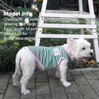 KYEESE 2Pack Dog Shirts Striped for Small Dogs Soft Stretchy Pet T-Shirts Lightweight Tank Top Sleeveless Vest Breathable Cat Outfit, Small, Green+Pink