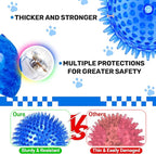 4 Pack 4.5" Light Up Squeaky Dog Balls, Spiky Dog Toy Balls for Medium Large Dogs