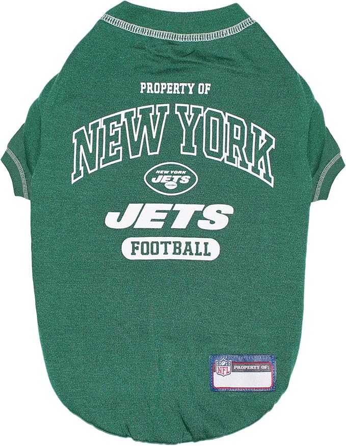 NFL New York Jets Dog T-shirt Large. - Licensed Shirt for Pets Team Colored with Team Logos- Premium Stretchable Materials for the comfort of your Dog & Cat