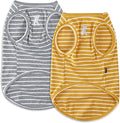 Koneseve Dog Shirt Vest Lightweight Stretchy Dog T-Shirt Soft Cool Shirts Sleeveless Stripe Vests Breathable Clothes for Puppy Kitty Cats Small Medium Large Dogs 2 Pack Yellow + Light Grey [ XL ]