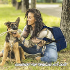 BAGLHER 丨Dog Travel Bag Backpack, Airline Approved Pet Supplies Backpack, Dog Travel Backpack With 2 Silicone Collapsible Bowls and 2 Food Baskets Dark Blue