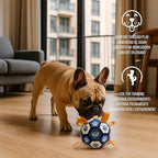 ProBall Pets Interactive Dog Soccer Ball with Grab Tabs - Floats on Water, Fetch & Training Toy for Small Medium Dogs, Herding Breeds - Waterproof Non-Toxic - 6" Blue White