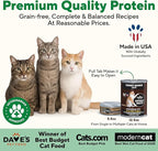 Dave's Pet Food Grain Free Wet Canned Cat Food (Turkey), Made in USA Naturally Healthy, Added Vitamins & Minerals, Gluten-Free, 12.5 oz Cans (12 Pack)
