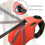 Retractable Dog Leash Hands-Free Adjustable Length 16ft with Safety Lock Durable Nylon Belt for Small Medium Large Dogs Easy Walk Training Portable Dog Leash Red L