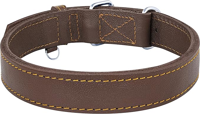 Riparo Dog Collar - Genuine Leather Dog Collars - Heavy Duty Dog Collar for Medium Large and Extra Large Dog Breeds (XL: 1.5” Wide for 22” - 26” Neck, Brown)