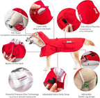 Dog Raincoat,Waterproof Rain Poncho with Hoodie, High Reflective Adjustable Pet Rain Jacket with Leash Hole for Small Medium and Large Dogs (Red, Medium)