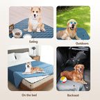 gogobunny 100% Double-Sided Waterproof Dog Bed Cover Pet Blanket Sofa Couch Furniture Protector for Puppy Large Dog Cat, Reversible (82x120 Inch (Pack of 1), Dark Blue/Light Blue)