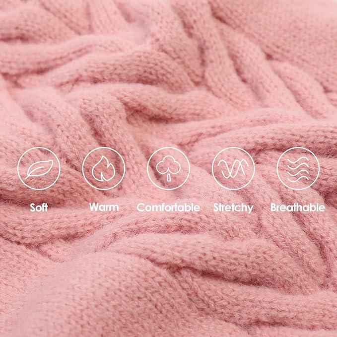 Dog Sweaters for Large Dogs Classic Turtleneck Dog Christmas Sweater Thick Warm Pullover Female Puppy Pet Stretch Knitwear Fall Winter Clothes with Leash Hole(Pink, XL)