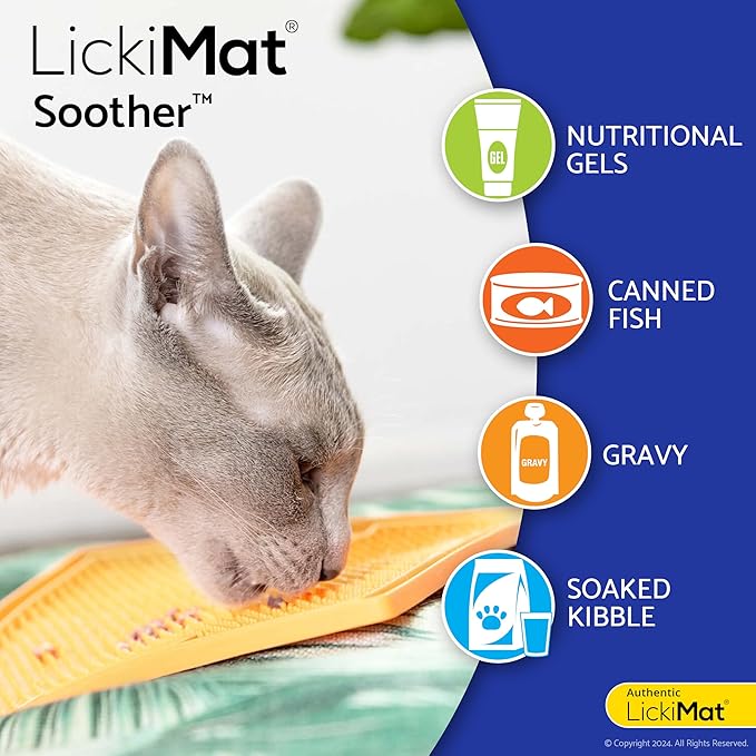 LickiMat Classic Soother, Cat Slow Feeder Lick Mat, Boredom Anxiety Reducer; Perfect for Food, Treats, Yogurt, or Peanut Butter. Fun Alternative to a Slow Feed Cat Bowl or Dish, Turquoise
