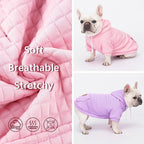 2 Pack Dog Hoodie Sweaters for Small Medium Dogs Warm Dog Clothes for Large Dogs Soft Waffle-Like Laminated Sweatshirt Bulldog (Pink+Purple, S/M (Back: 13",Chest: 18.5", Neck: 12"))