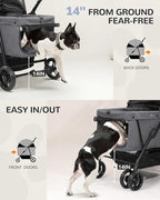 Dog Stroller for Large & Medium Dogs (20–132 lbs), Pet Stroller for 2 Small Dogs, Extra Large Heavy Duty, Foldable & Ventilated, Grey