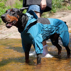 LOVELONGLONG Waterproof Dog Raincoat with Removable Hood – Outdoor Full Body Dog Jacket, Windproof Snowproof Shell Suit – All Season Pet Rain Gear Ocean Teal XXL