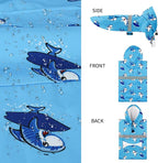 NACOCO Large Dog Raincoat Adjustable - Pet Shark Water Proof Clothes Lightweight Rain Jacket Poncho Hoodies with Strip Reflective Blue (2XL, Blue Shark)