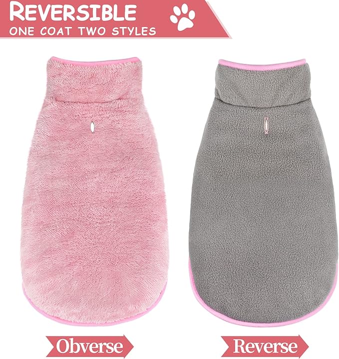 Malier Dog Winter Coat, Reversible Fleece Dog Cold Weather Coats, Windproof Warm Snow Puppy Jacket Vest Pet Clothes for Small Medium Large Dogs (Pink, XX-Large)