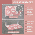 Cat Window Perch, Foldable Cat Window Hammock with Cute 3D Textured Flower Cover, Breathable Mesh Cover and Strong Suction Cups, Cordless Window Seat Bed for Indoor Cats (Pink, Medium)