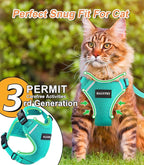 Halypet Cat Harness and Leash Set [ MAX Safety Third Generation ] Escape Proof Soft Adjustable Cat Leash Breathable Comfortable Vest Easy to Wear Kitten Harness for Outdoor Walking