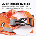 Cat Harness and Leash Escape Proof Extra Large Kitten Harness Maine Coon Cat Vest for Walking Travel, Orange, XXL