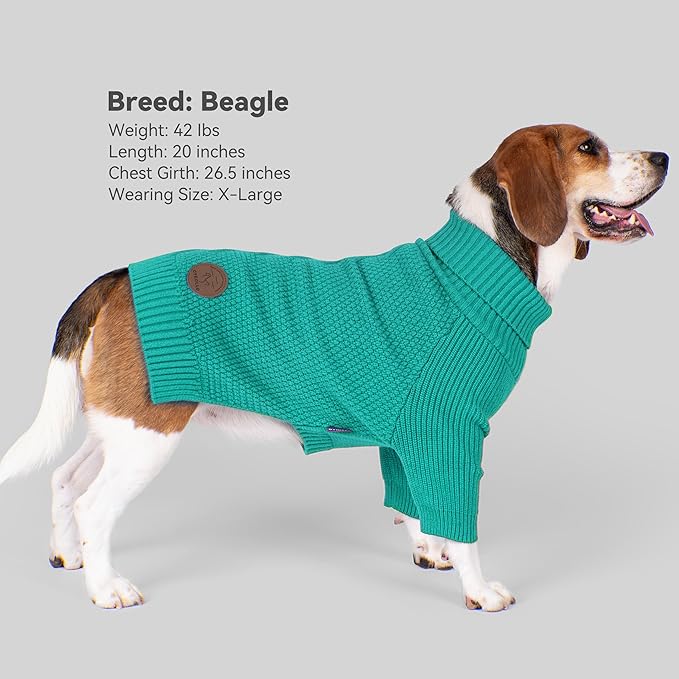 cyeollo Stretchy Fleece Dog Sweater, Knit Sweaters for Small Dogs Girl Warm Turtleneck Doggy Sweatshirt with Sleeves Fall Winter Pullover Cold Weather Dog Clothes, Aqua Green S