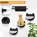 Cat Wall Shelves with 3 Steps – Modern Mounted Cat Wall Furniture & Shelf, Premium Hardwood Bed for Climbing, Sleeping & Lounging, Indoor Hammock for Large Cats - Black