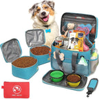 Dog Travel Bag for Traveling| Week Away/Overnight Dog Travel Accessories with Multi-Function Pockets|Pet Travel Set for Dog and Cat|Ideal Dog Diaper Bag and Dog Travel Kit(Sea Blue)