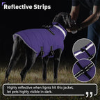 Dogcheer Dog Coat with Harness, Waterproof Dog Jacket Adjustable Winter Coat with Zipper, Christmas Puppy Snow Jacket Fleece Sweater for Small Medium Large Dogs - Taro Purple 2XL
