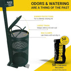 Pet Waste Station with Pedal - Includes 600 Roll Bags & 50 Can Liners - Glow in the Dark Dog Waste Station with Dog Poop Sign, Bag Dispenser, Hand Sanitizer Bottle & Outdoor Trash Can with Lid
