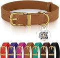 BRONZEDOG Leather Dog Collar with Metal Buckle Durable Basic Pet Collars for Small Medium Large Dogs (14-17 Inch (Pack of 1), Light Brown & Gold Buckle)