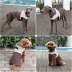 Detachable Hooded Dog Coat with Harness for Large Dogs,Super Warm Fleece Puppy Jacket for Cold Winter Doggie Coats,Brown XXXL